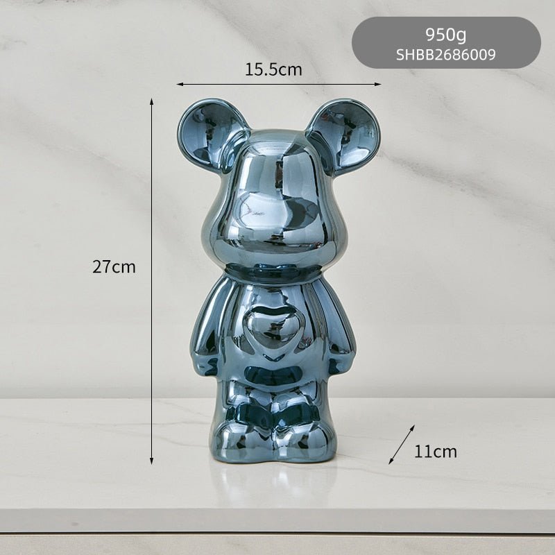 LZINA™ | Colorful Ceramic Bear Sculpture and Statue Piggy Bank Desk Ornament