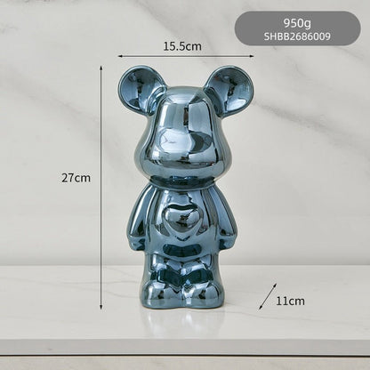 LZINA™ | Colorful Ceramic Bear Sculpture and Statue Piggy Bank Desk Ornament