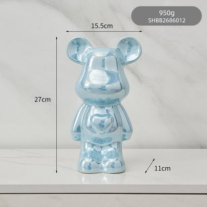 LZINA™ | Colorful Ceramic Bear Sculpture and Statue Piggy Bank Desk Ornament