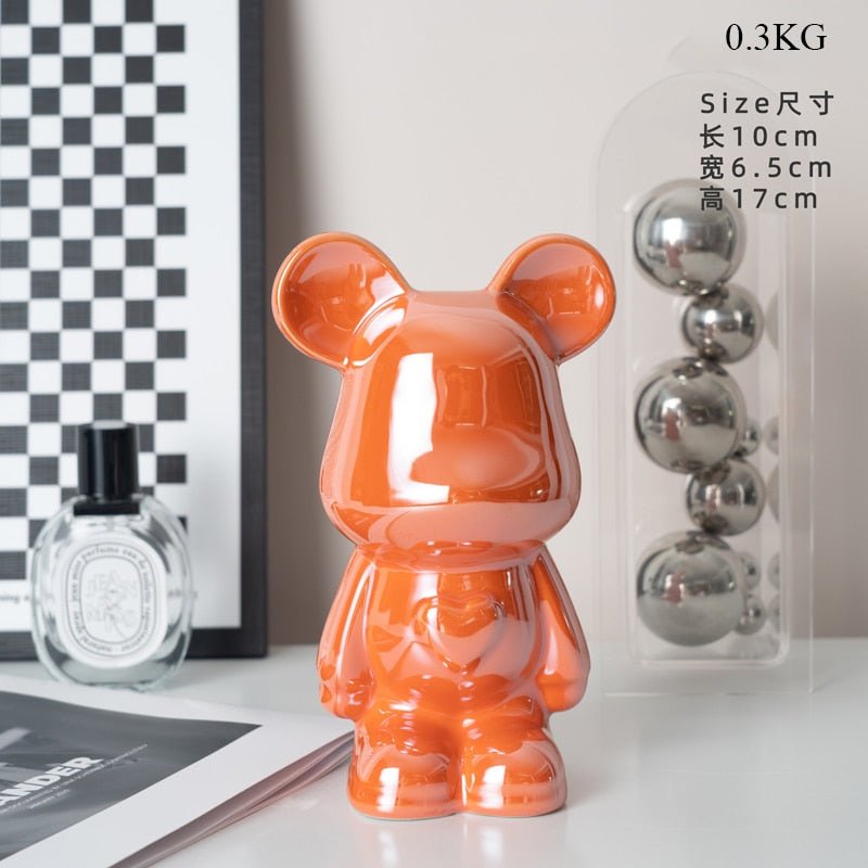 LZINA™ | Colorful Ceramic Bear Sculpture and Statue Piggy Bank Desk Ornament