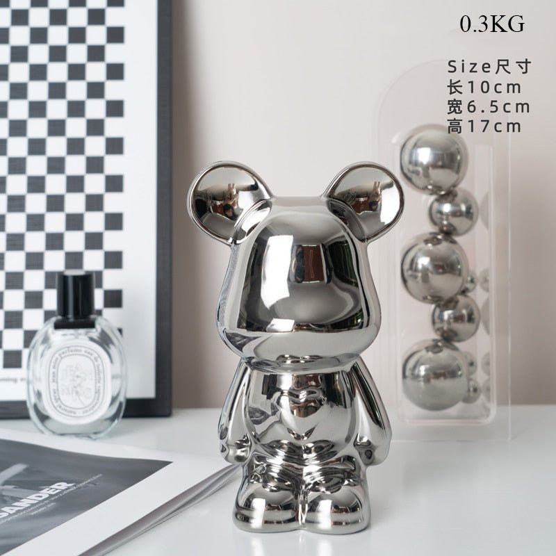 LZINA™ | Colorful Ceramic Bear Sculpture and Statue Piggy Bank Desk Ornament