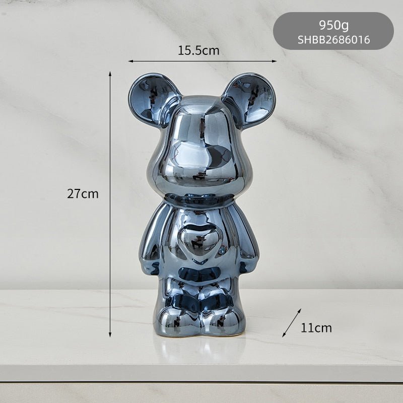 LZINA™ | Colorful Ceramic Bear Sculpture and Statue Piggy Bank Desk Ornament