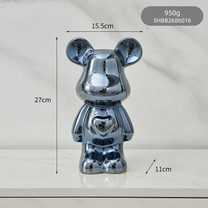 LZINA™ | Colorful Ceramic Bear Sculpture and Statue Piggy Bank Desk Ornament