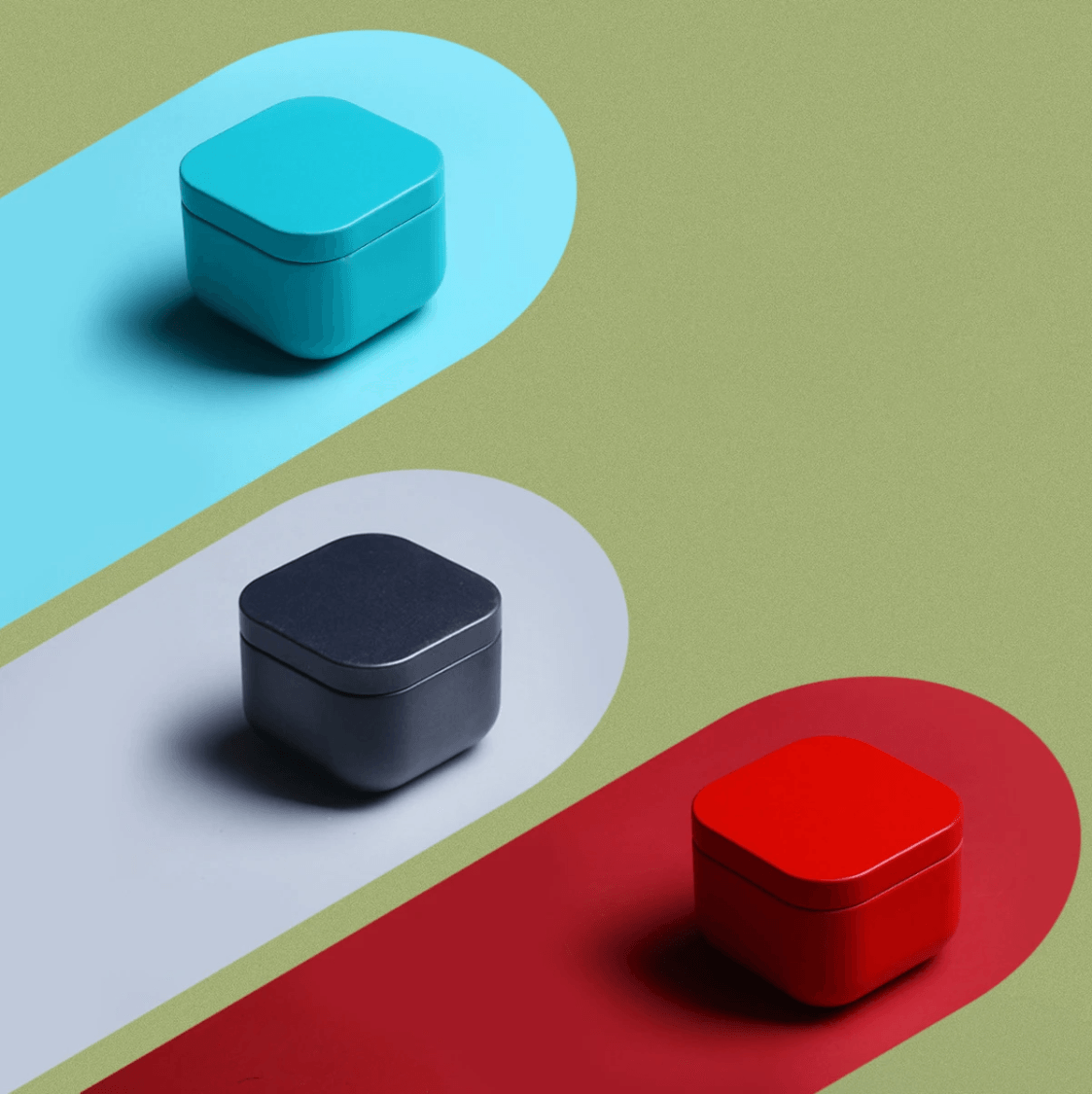 BowLift | Colorful storage box | Small metal tea, candy, pill container