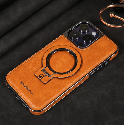 LZINA™ | Luxury Leather Invisible Stand iPhone Case