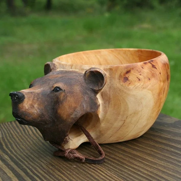 LZINA™ | Wooden Cup - WildSip - Handmade Animal Design - Adventurous Hydration
