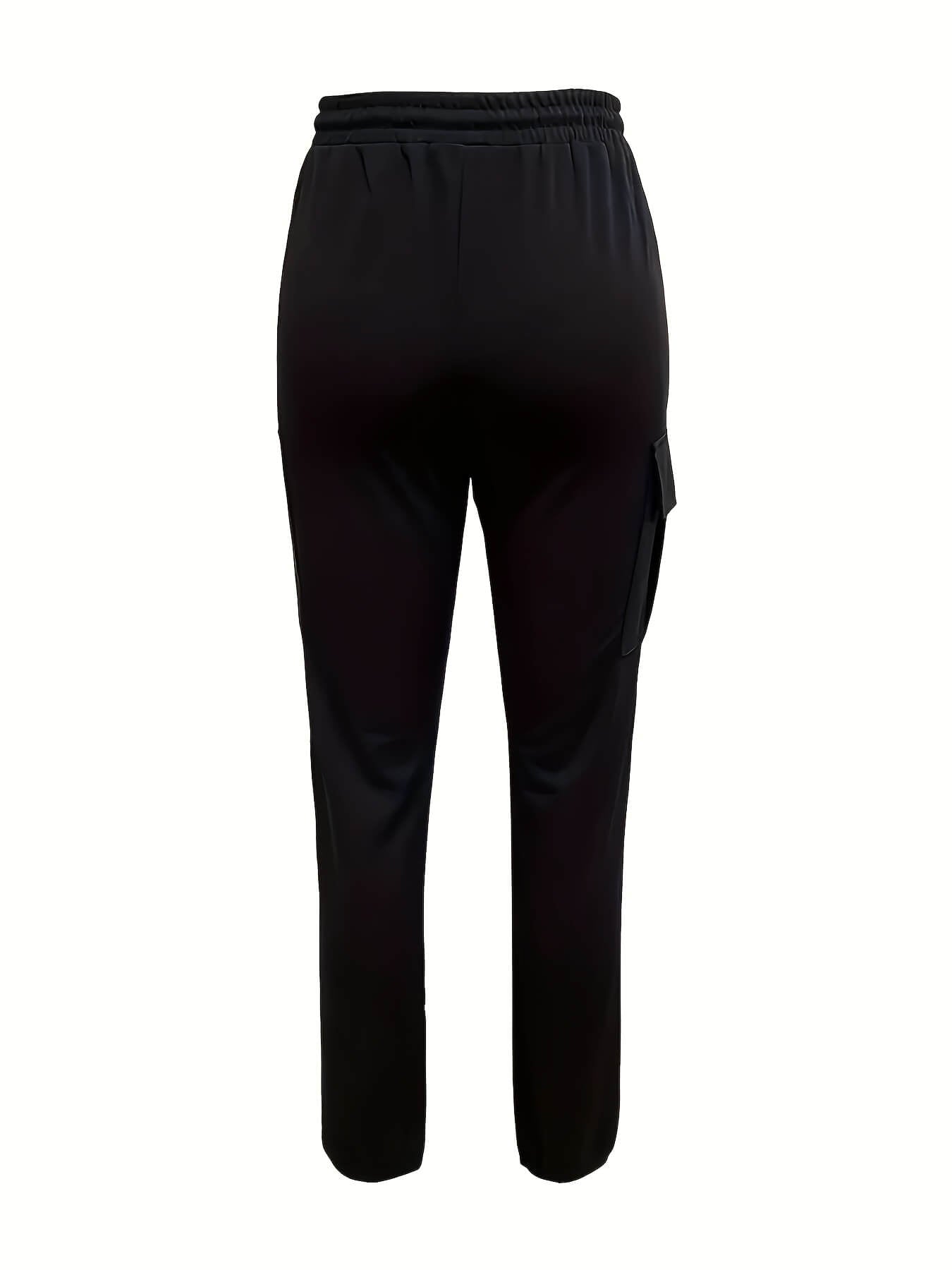Women’s Cargo Trousers & Casual Workwear Pants – Drawstring Waist, Utility Pockets, Full-Length Polyester Cargo Joggers & Leisure Bottoms