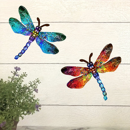 LZINA™ | 1/2 piece vibrant dragonfly wall art made of metal – artistic outdoor decoration for gardens, homes, and events – durable, versatile, and eye-catching – a perfect gift idea for any occasion