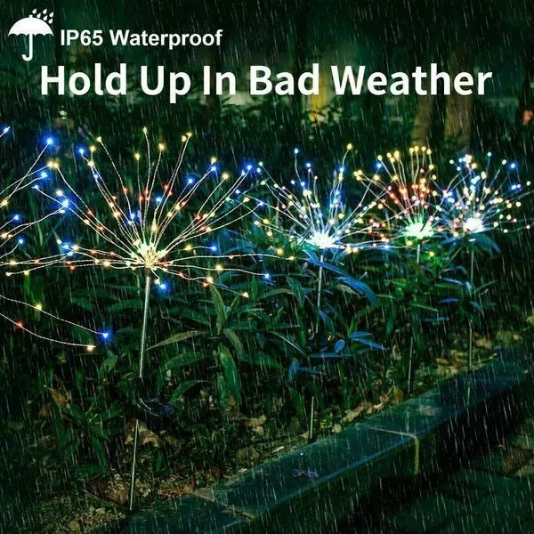 BowLift | 4 Piece Solar Firework Garden Lights - Weatherproof LED Decorative Lighting, Solar Energy for Garden and Patio