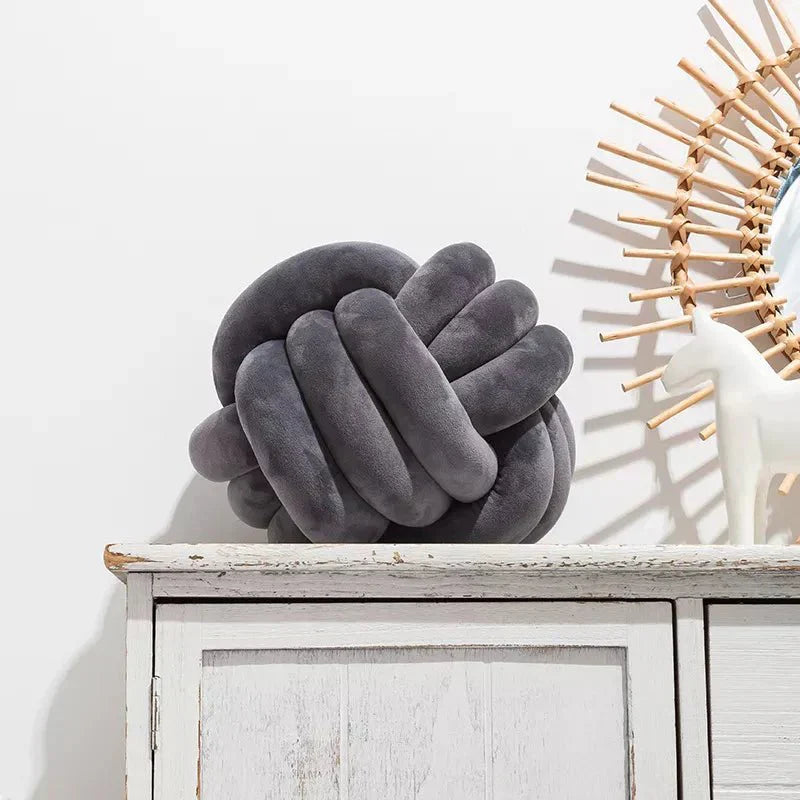 BowLift | Decorative knotted suede-look ball soft cushion