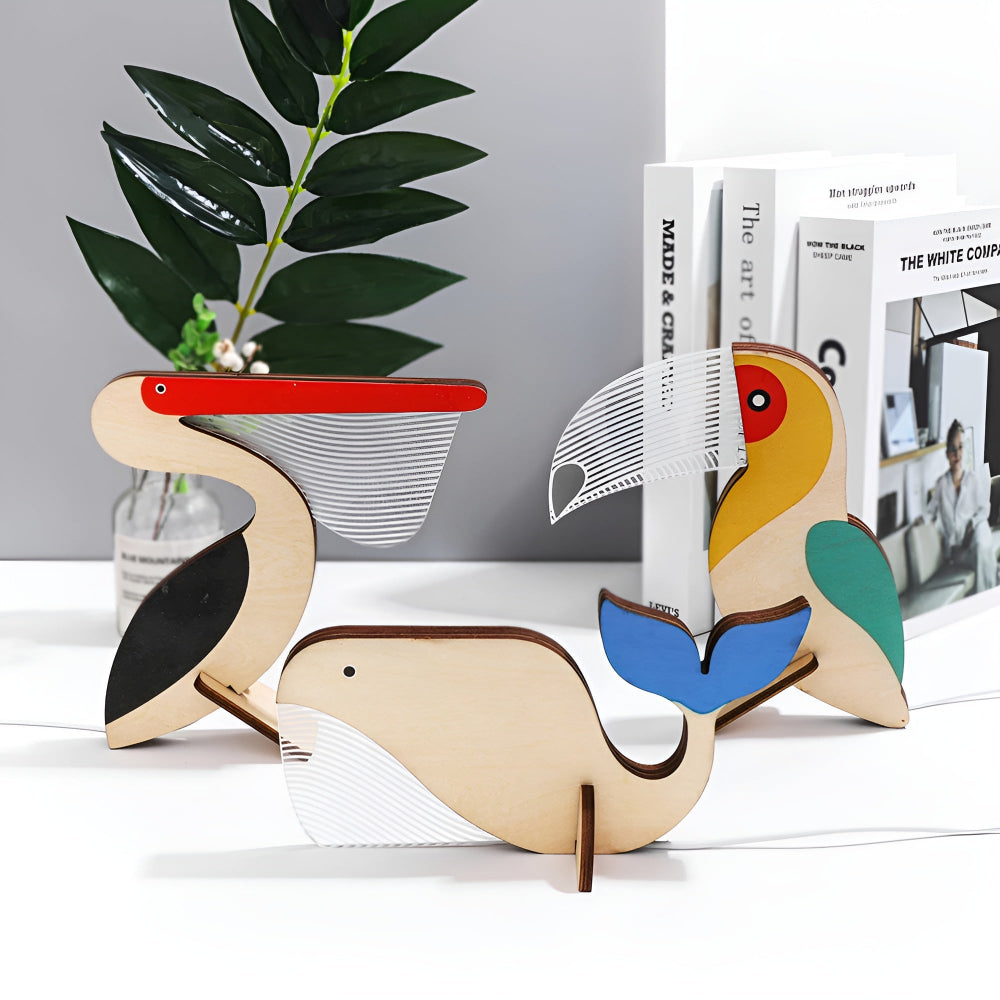 LZINA™ | Wooden Animal Table Lamp – Cute Decorative Night Light for Kids’ Rooms