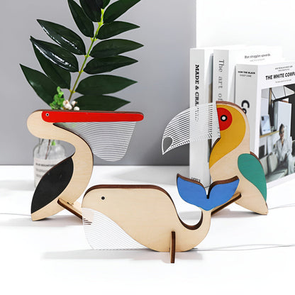 LZINA™ | Wooden Animal Table Lamp – Cute Decorative Night Light for Kids’ Rooms