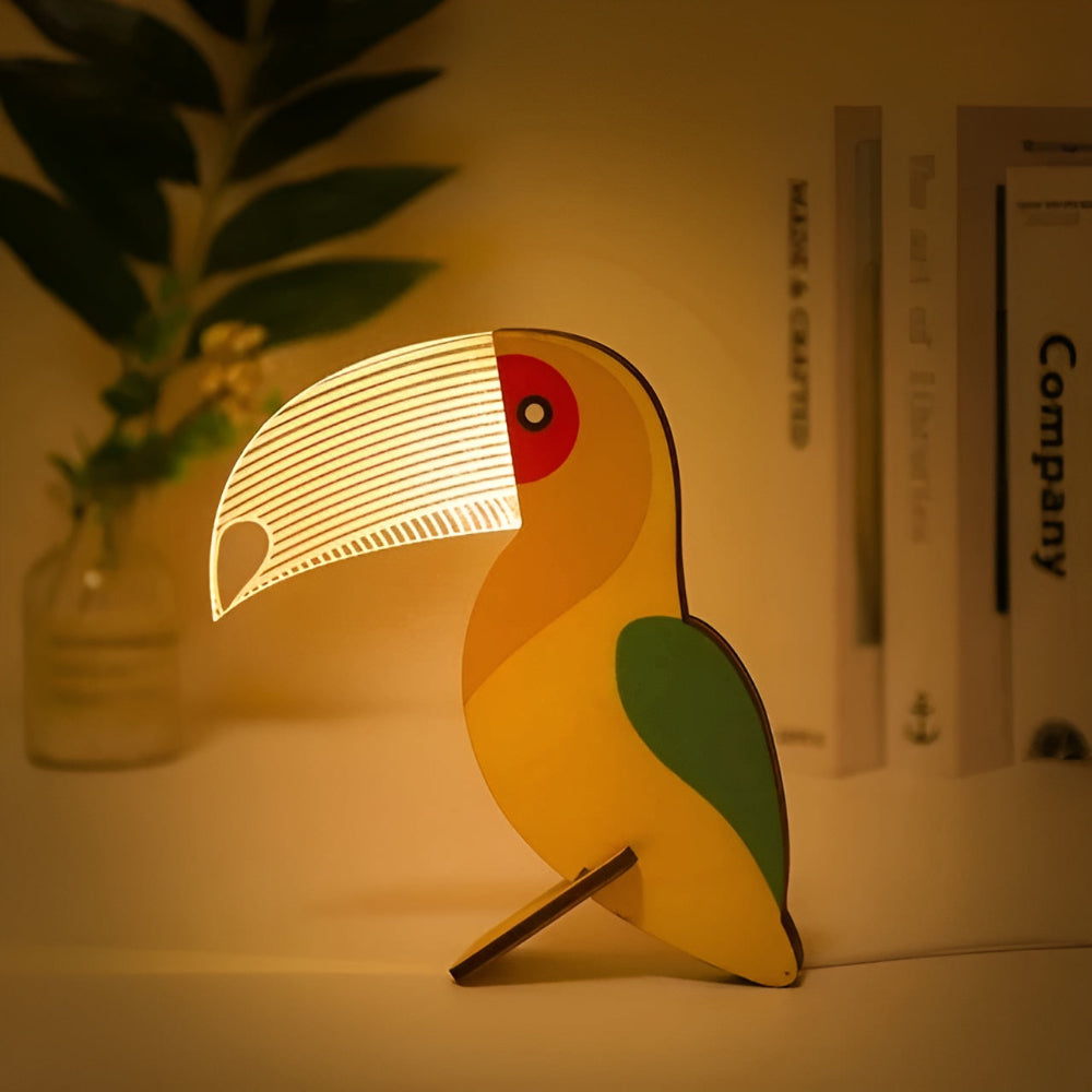 LZINA™ | Wooden Animal Table Lamp – Cute Decorative Night Light for Kids’ Rooms