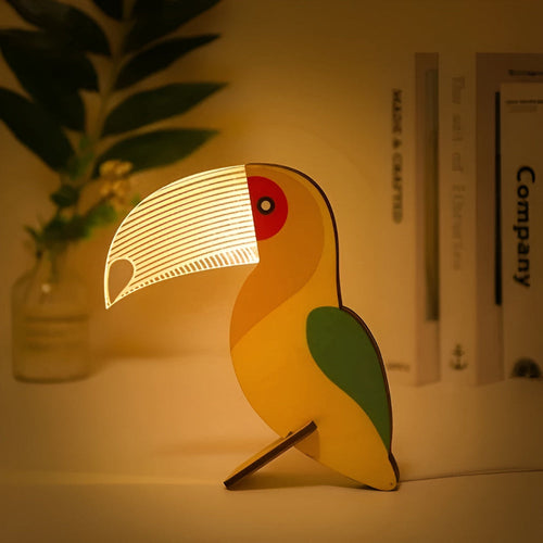 LZINA™ | Wooden Animal Table Lamp – Cute Decorative Night Light for Kids’ Rooms