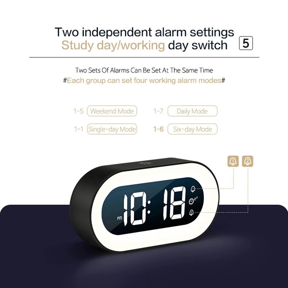 LZINA™ | Digital Alarm Clock with Night Light - Lumino