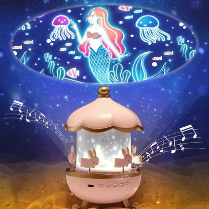 LZINA™ | Carousel Projector Night Light With Bluetooth Speaker