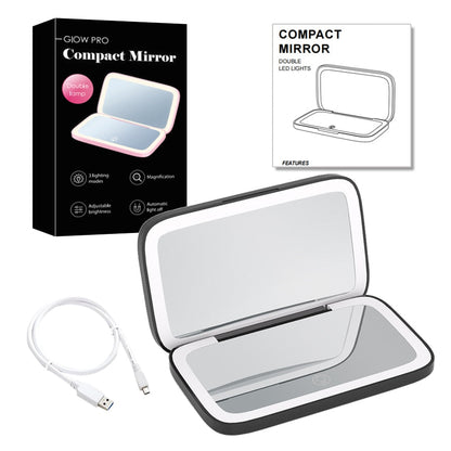 BowLift | Mini LED 10x Magnification Cosmetic Mirror with Various Light Settings, USB Rechargeable