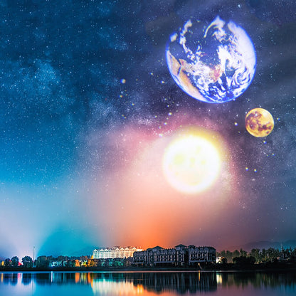 LZINA™ | Earth & Moon Projector Lamp | LED Night Light | Cosmic Ambiance with Multiple Modes