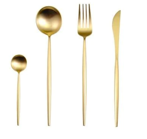 BowLift | LUXURIOUS STAINLESS STEEL 24-PIECE GOLD-SILVER CUTLERY SET