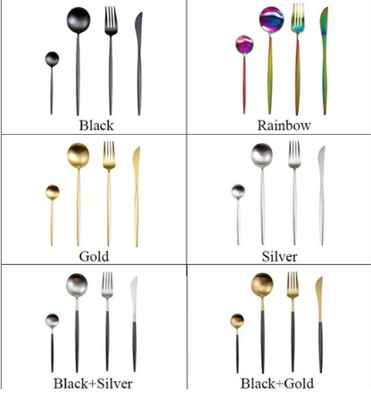 BowLift | LUXURIOUS STAINLESS STEEL 24-PIECE GOLD-SILVER CUTLERY SET