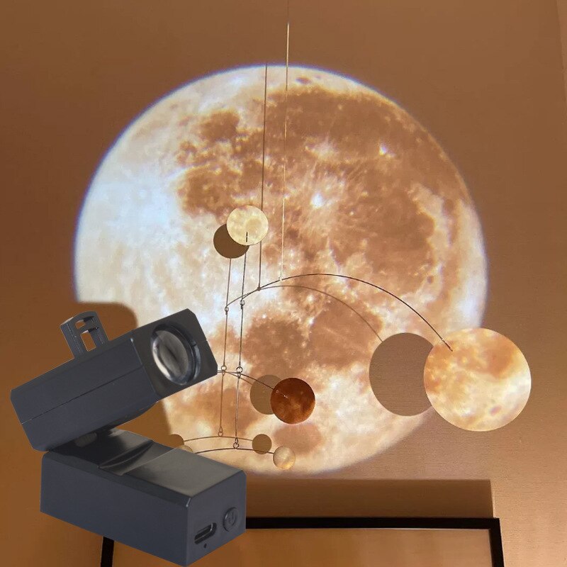 LZINA™ | Earth & Moon Projector Lamp | LED Night Light | Cosmic Ambiance with Multiple Modes