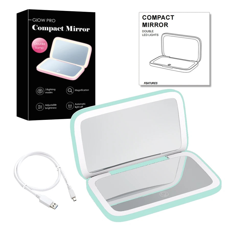 BowLift | Mini LED 10x Magnification Cosmetic Mirror with Various Light Settings, USB Rechargeable