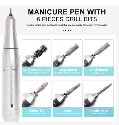 BowLift | Professional 45000RPM portable electric nail file with rechargeable battery | Low noise level for manicure