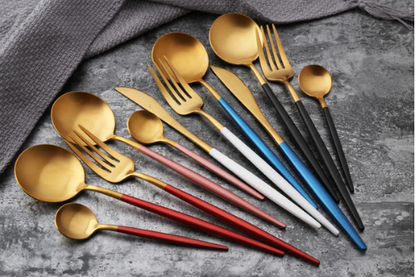 BowLift | LUXURIOUS STAINLESS STEEL 24-PIECE GOLD-SILVER CUTLERY SET