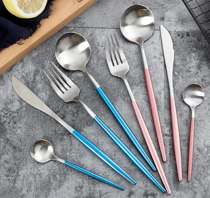 BowLift | LUXURIOUS STAINLESS STEEL 24-PIECE GOLD-SILVER CUTLERY SET