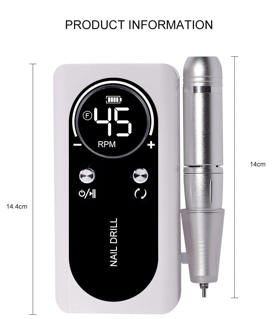 BowLift | Professional 45000RPM portable electric nail file with rechargeable battery | Low noise level for manicure