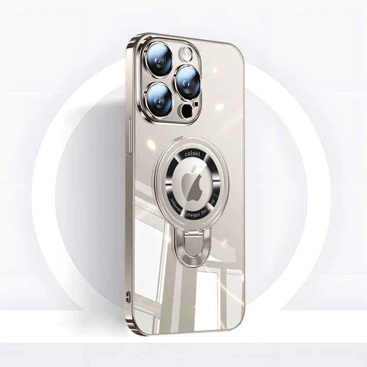 LZINA™ | iPhone MagSafe Series | Transparent electroplated rotating stand phone case