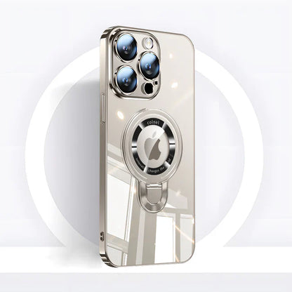 LZINA™ | iPhone MagSafe Series | Transparent electroplated rotating stand phone case