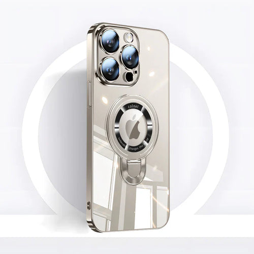 LZINA™ | iPhone MagSafe Series | Transparent electroplated rotating stand phone case