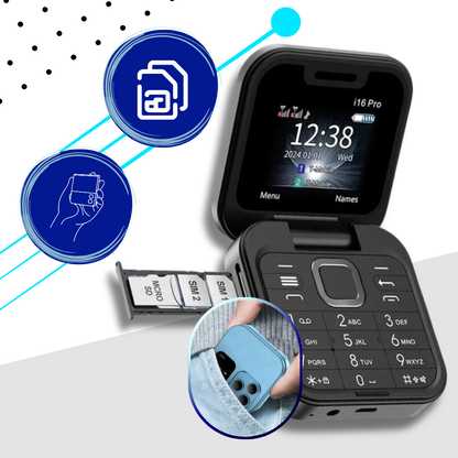 Small foldable mobile phone with dual SIM card
