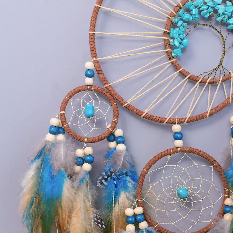 LZINA™ | Turquoise Tree of Life Feather Dreamcatcher