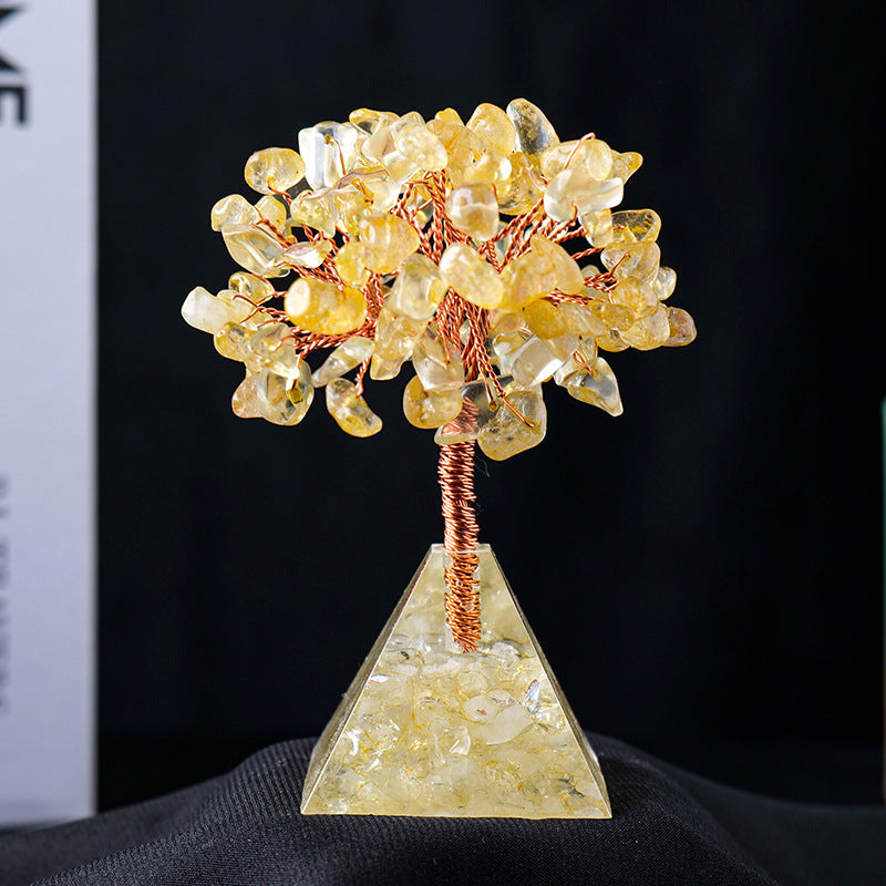 LZINA™ | Natural Stone Gravel Pyramid Base Feng Shui Tree