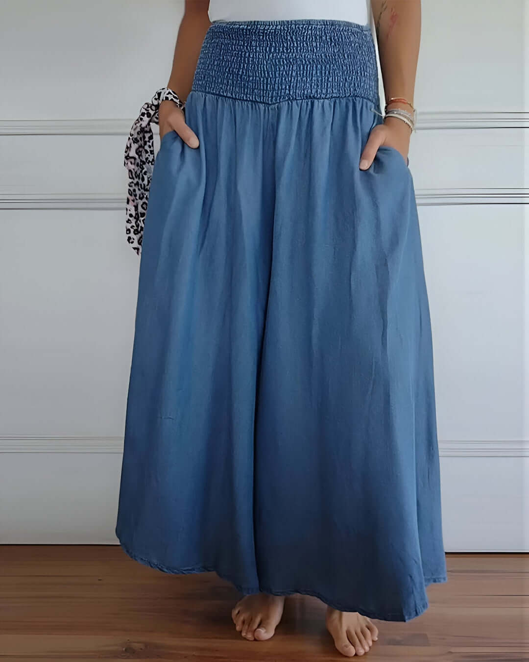 Women’s Elastic Waist Wide Leg Palazzo Trousers