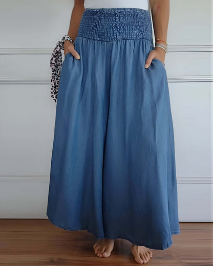 Women’s Elastic Waist Wide Leg Palazzo Trousers