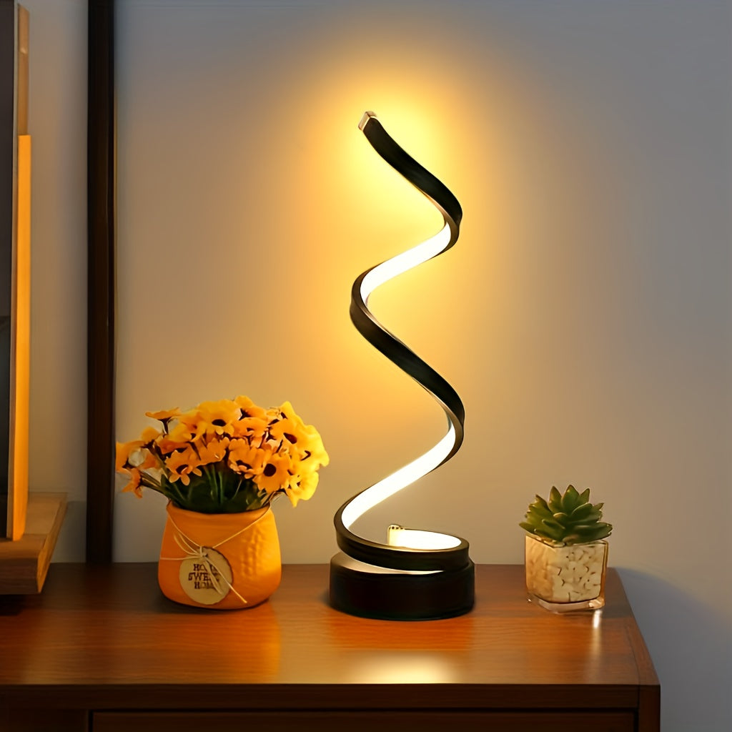 BowLift Modern Spiral Table Lamp – Creative LED Desk Light with Cozy Warm Glow, Perfect for Bedroom, Living Room, and Study Decor
