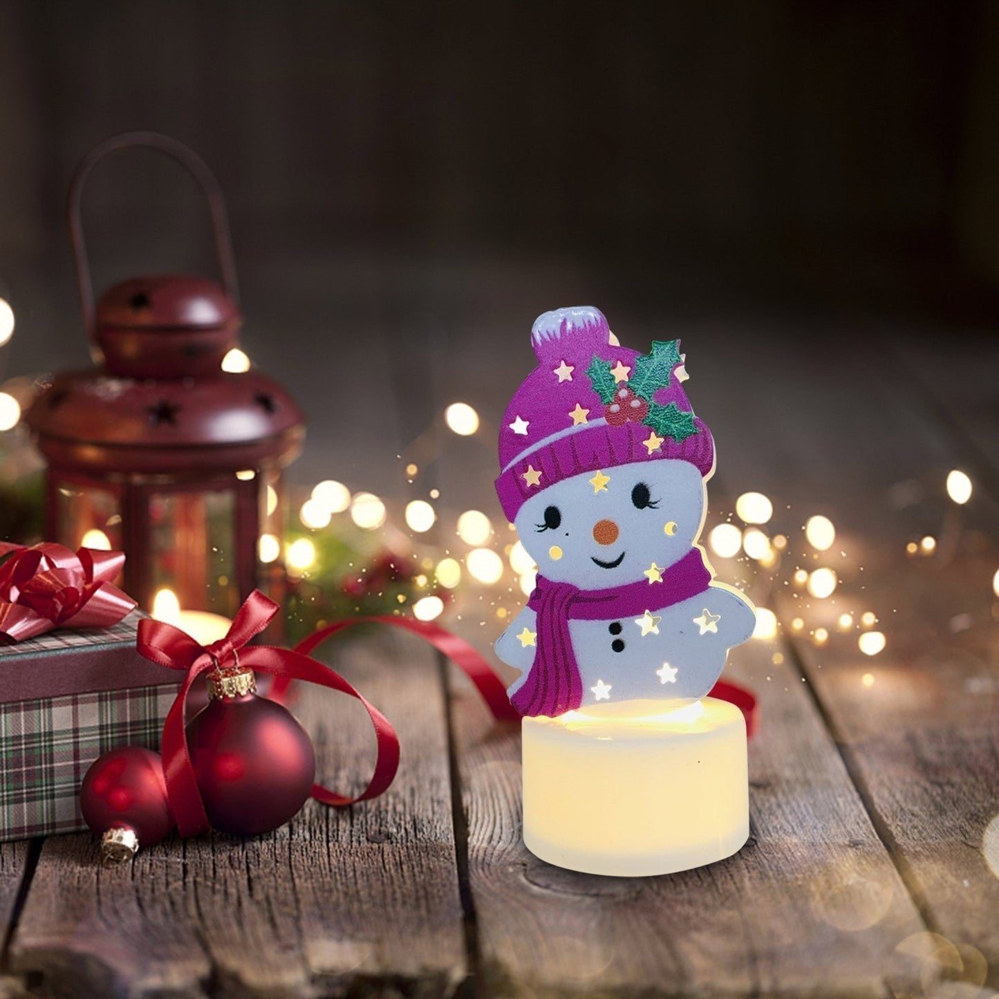 LZINA™ | Electronic LED Christmas Candle Lamps - Set of 10 – Adorable Santa, Snowman & Tree Night Lights for Festive Home, Party, & Garden Décor