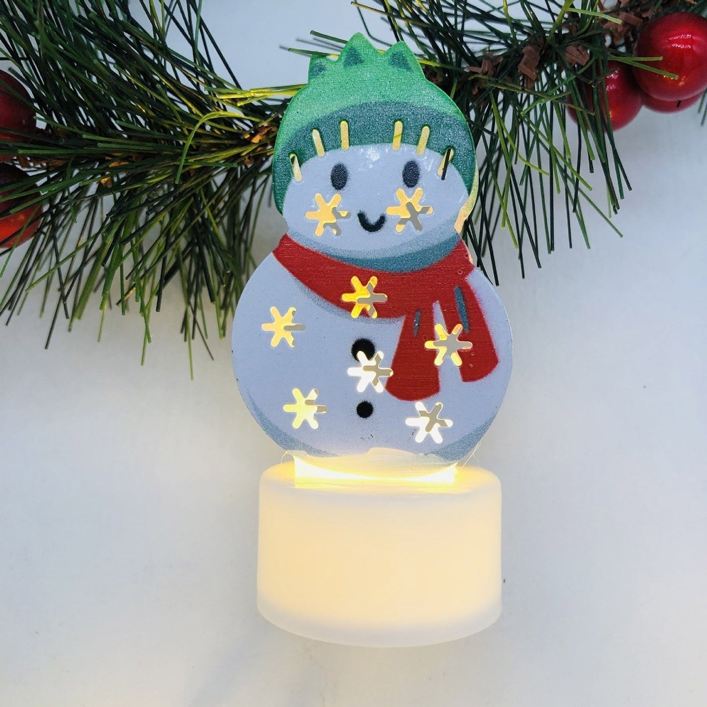 LZINA™ | Electronic LED Christmas Candle Lamps - Set of 10 – Adorable Santa, Snowman & Tree Night Lights for Festive Home, Party, & Garden Décor