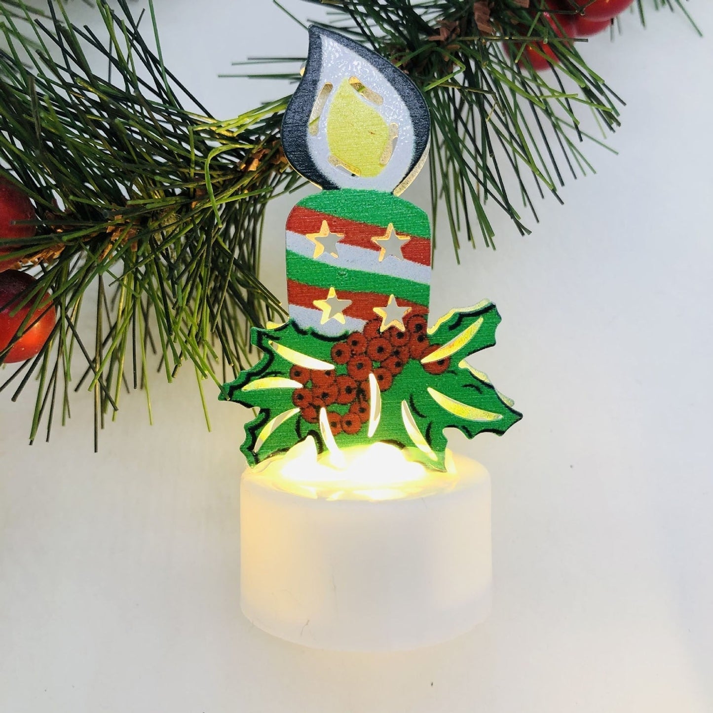 LZINA™ | Electronic LED Christmas Candle Lamps - Set of 10 – Adorable Santa, Snowman & Tree Night Lights for Festive Home, Party, & Garden Décor