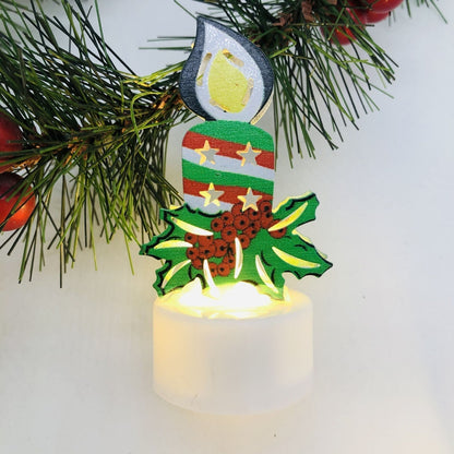 LZINA™ | Electronic LED Christmas Candle Lamps - Set of 10 – Adorable Santa, Snowman & Tree Night Lights for Festive Home, Party, & Garden Décor