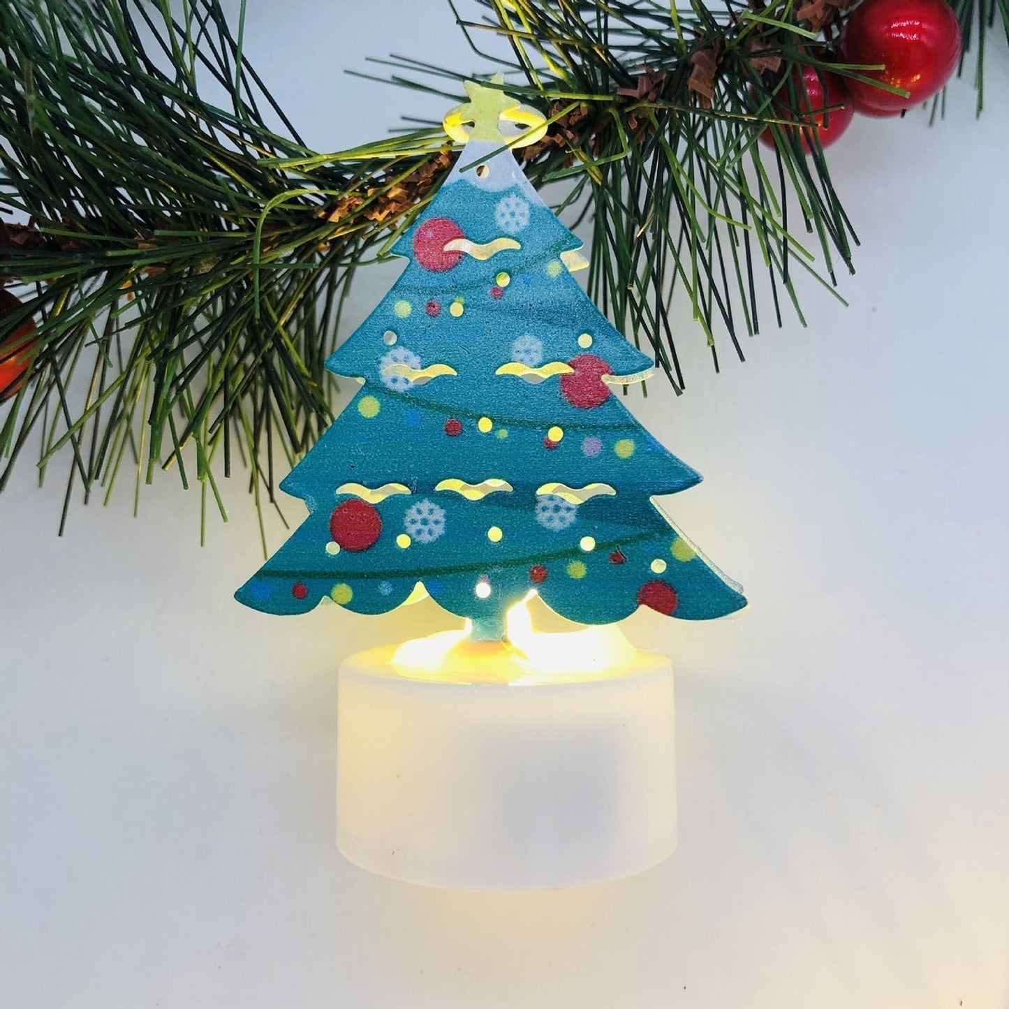 LZINA™ | Electronic LED Christmas Candle Lamps - Set of 10 – Adorable Santa, Snowman & Tree Night Lights for Festive Home, Party, & Garden Décor