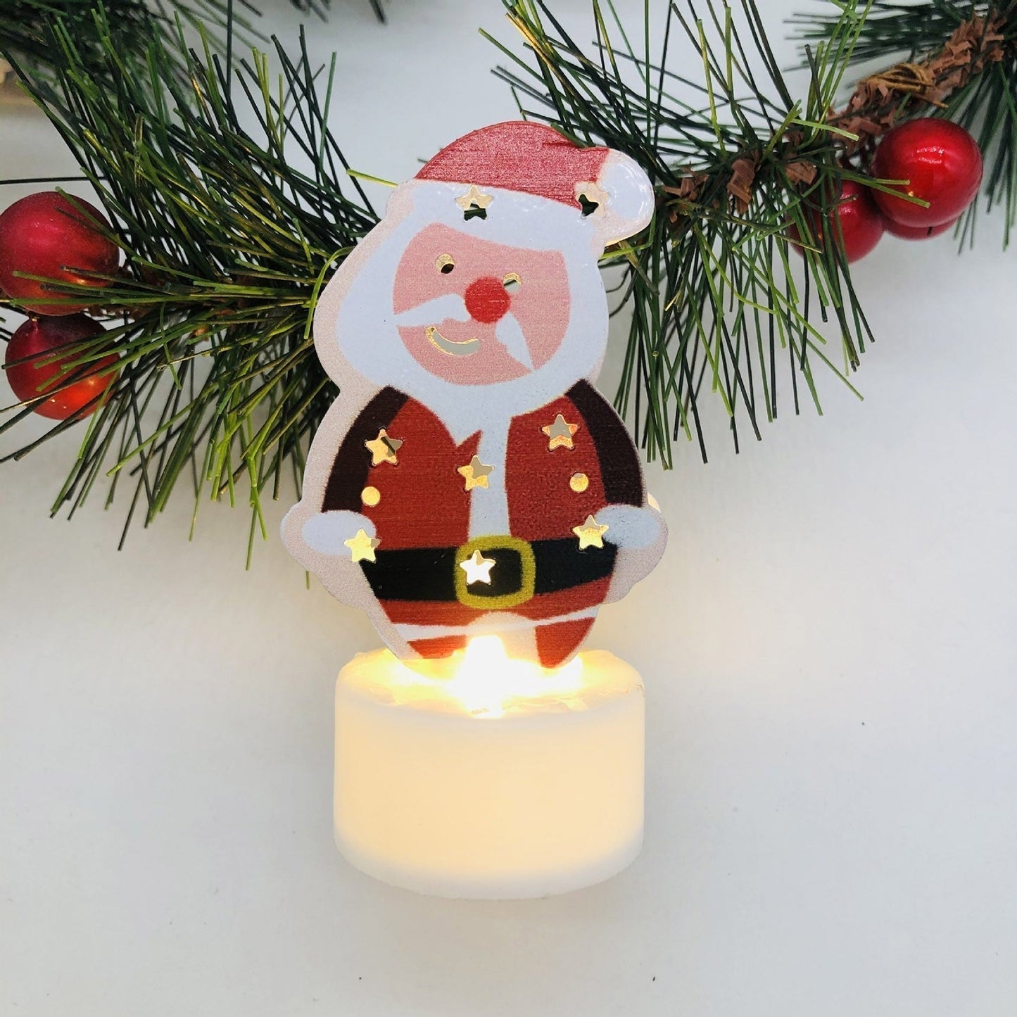 LZINA™ | Electronic LED Christmas Candle Lamps - Set of 10 – Adorable Santa, Snowman & Tree Night Lights for Festive Home, Party, & Garden Décor