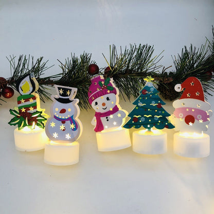 LZINA™ | Electronic LED Christmas Candle Lamps - Set of 10 – Adorable Santa, Snowman & Tree Night Lights for Festive Home, Party, & Garden Décor