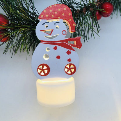LZINA™ | Electronic LED Christmas Candle Lamps - Set of 10 – Adorable Santa, Snowman & Tree Night Lights for Festive Home, Party, & Garden Décor