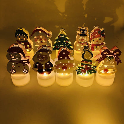 LZINA™ | Electronic LED Christmas Candle Lamps - Set of 10 – Adorable Santa, Snowman & Tree Night Lights for Festive Home, Party, & Garden Décor