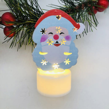 LZINA™ | Electronic LED Christmas Candle Lamps - Set of 10 – Adorable Santa, Snowman & Tree Night Lights for Festive Home, Party, & Garden Décor