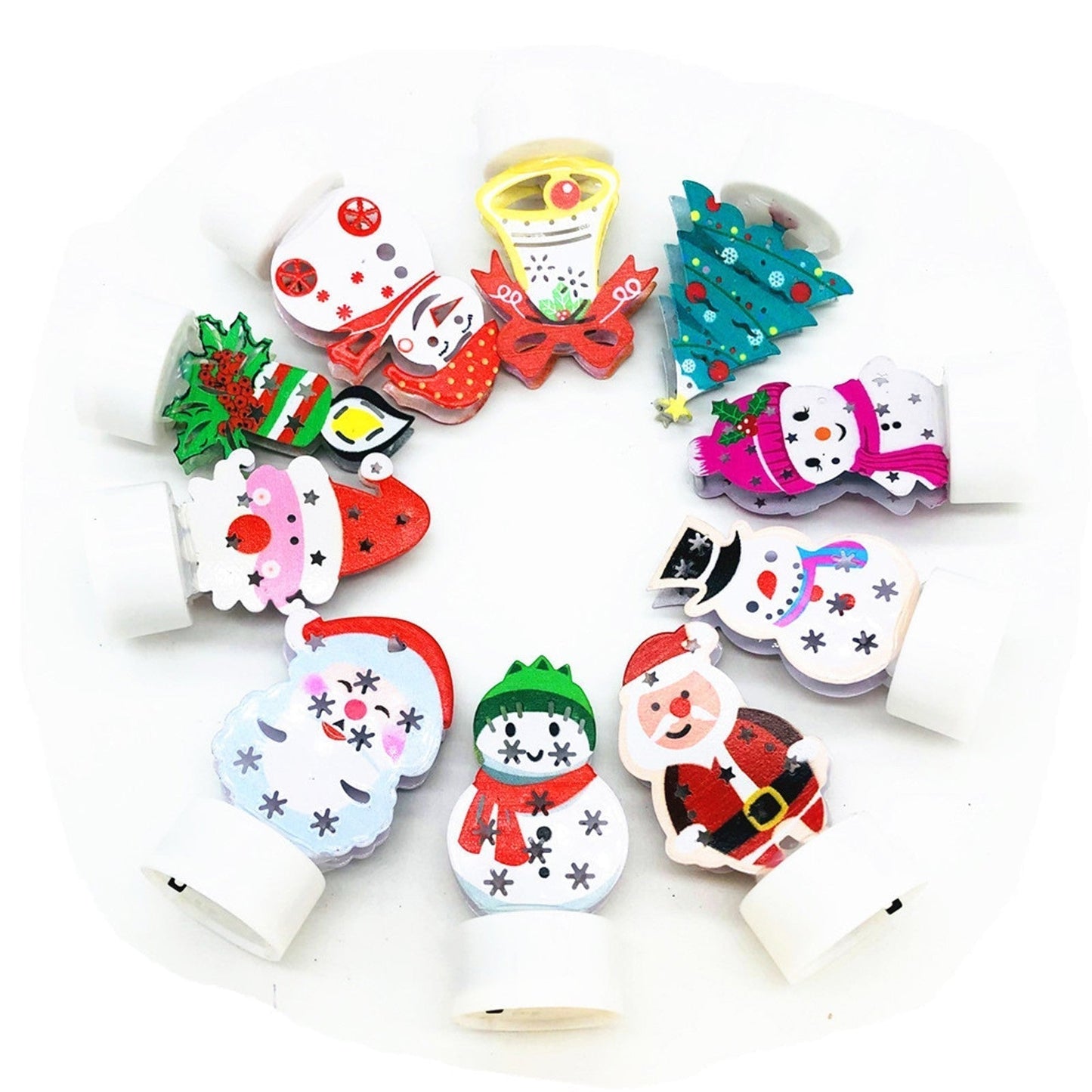 LZINA™ | Electronic LED Christmas Candle Lamps - Set of 10 – Adorable Santa, Snowman & Tree Night Lights for Festive Home, Party, & Garden Décor